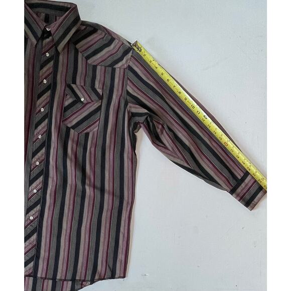 VTG Wrangler Cowboy Grunge Pearl Snap Shirt Striped Western Sz XL Cowboycore - Picture 6 of 9